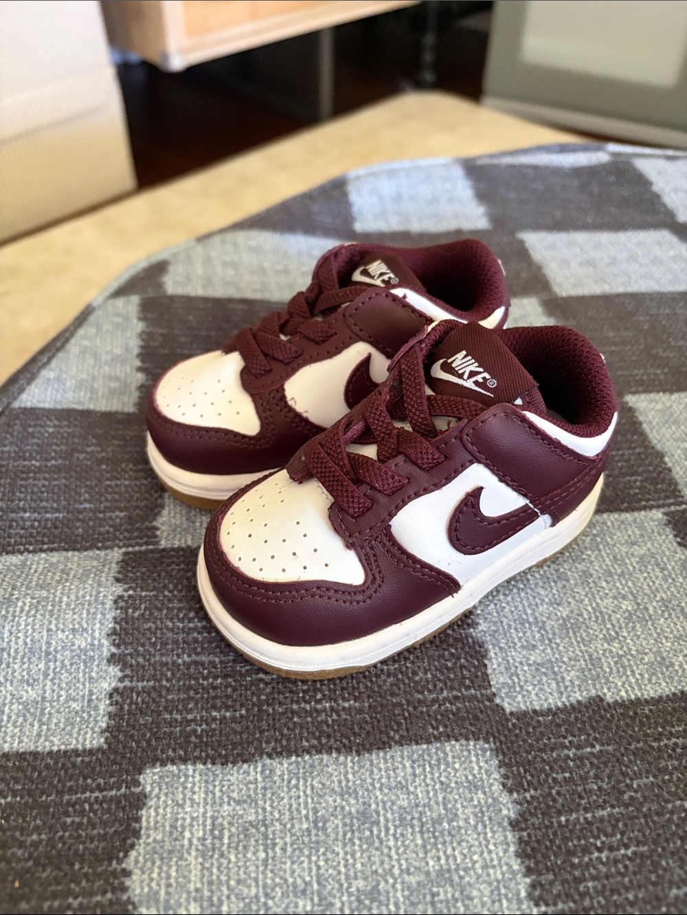 Nike Kids Burgundy and White Low-Top Sneakers